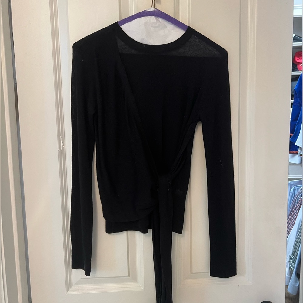 GIANNA DINI LONG SLEEVE BLACK SWEATER (TIES IN FRONT)